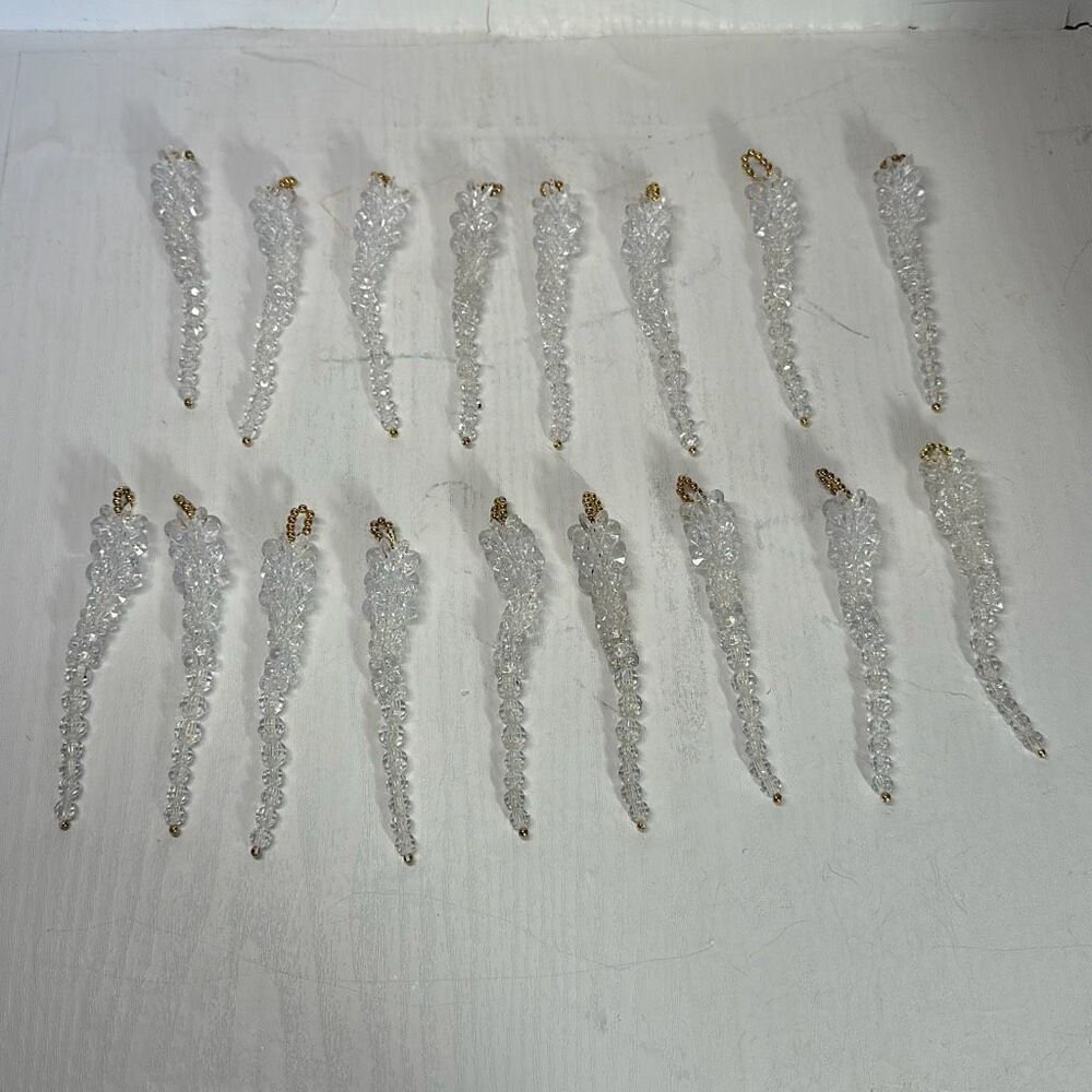 Vintage Handmade Beaded Wire Christmas Twist/Drop Ornaments set of 17